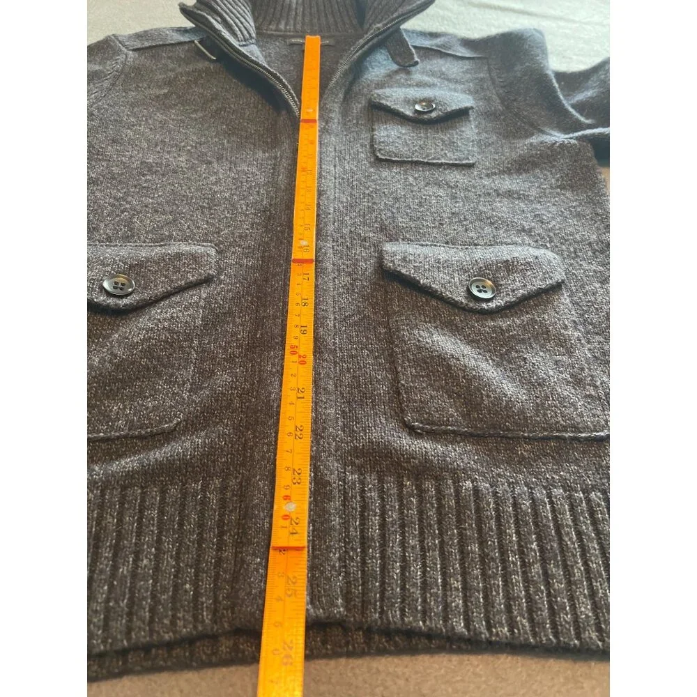 Banana Republic Men’s Wool Blend Full Zip Sweater‎ Jacket Navy Gray Marled M